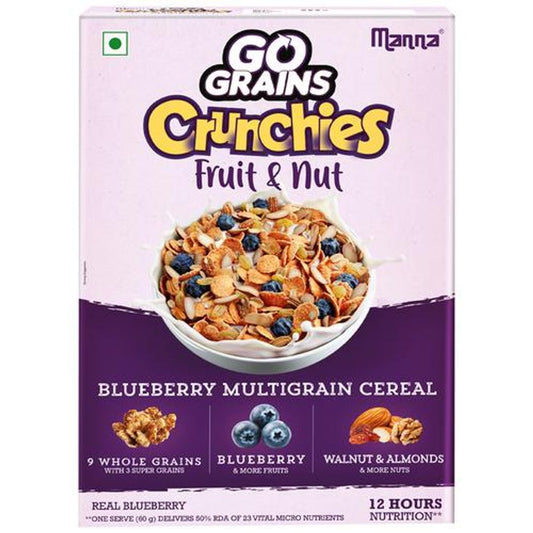 Go Grain Crunchies - Fruit & Nut, Real Blueberry, Multigrain Breakfast Cereal, For Kids