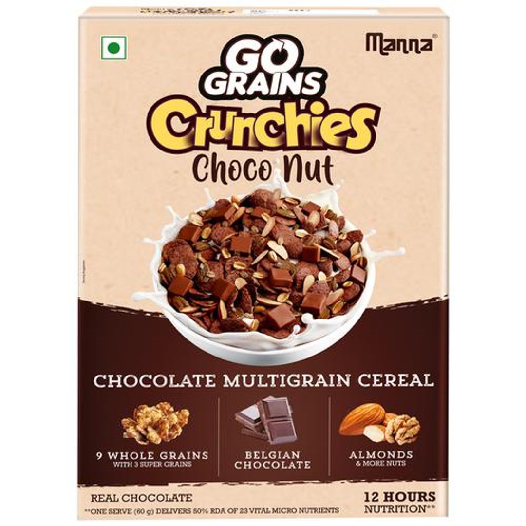 Go Grain Crunchies - Choco Nut, Real Chocolate, Multigrain Breakfast Cereal, For Kids