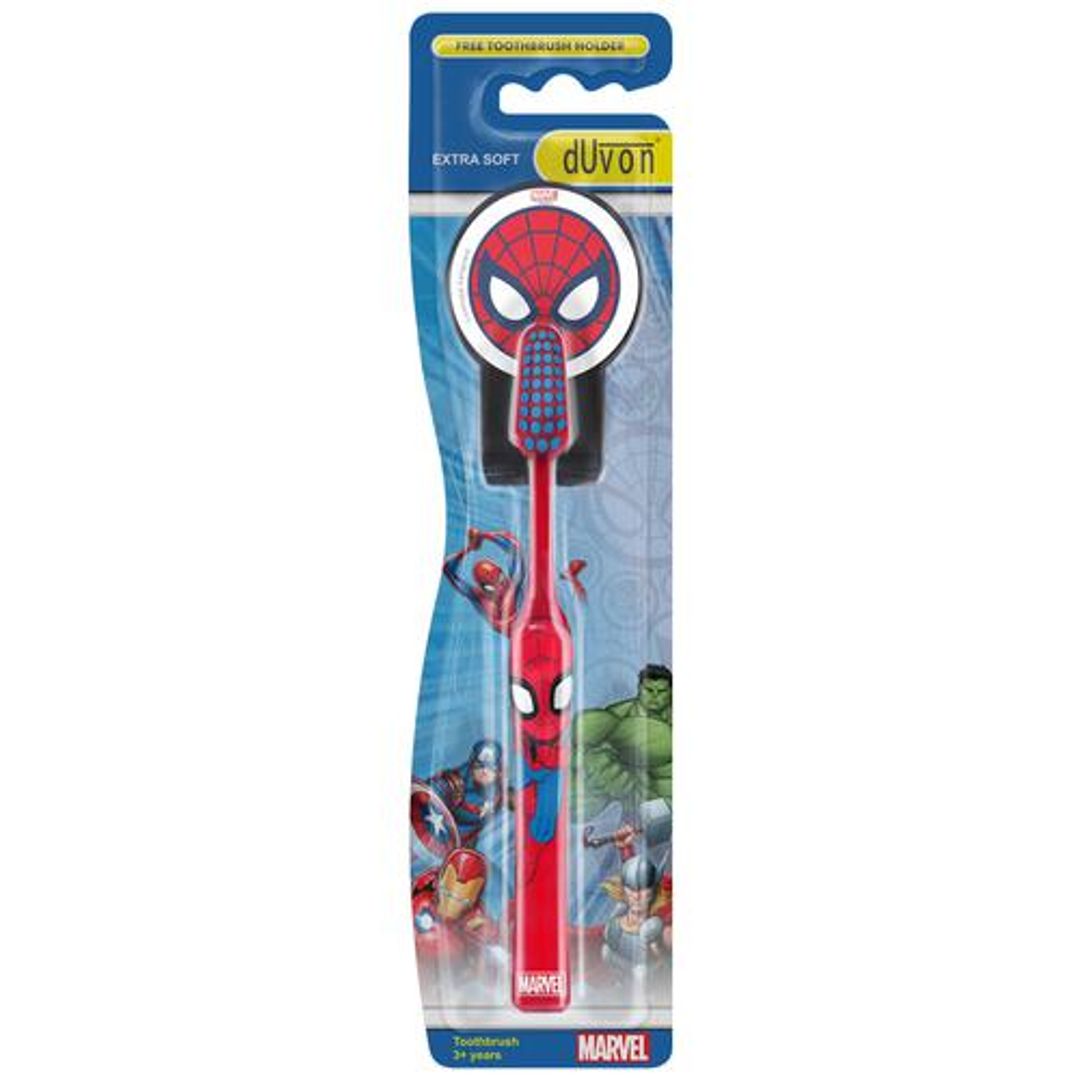 Marvel Kids Toothbrush - Spiderman, Extra Soft Bristles, Ergonomically Designed Grip