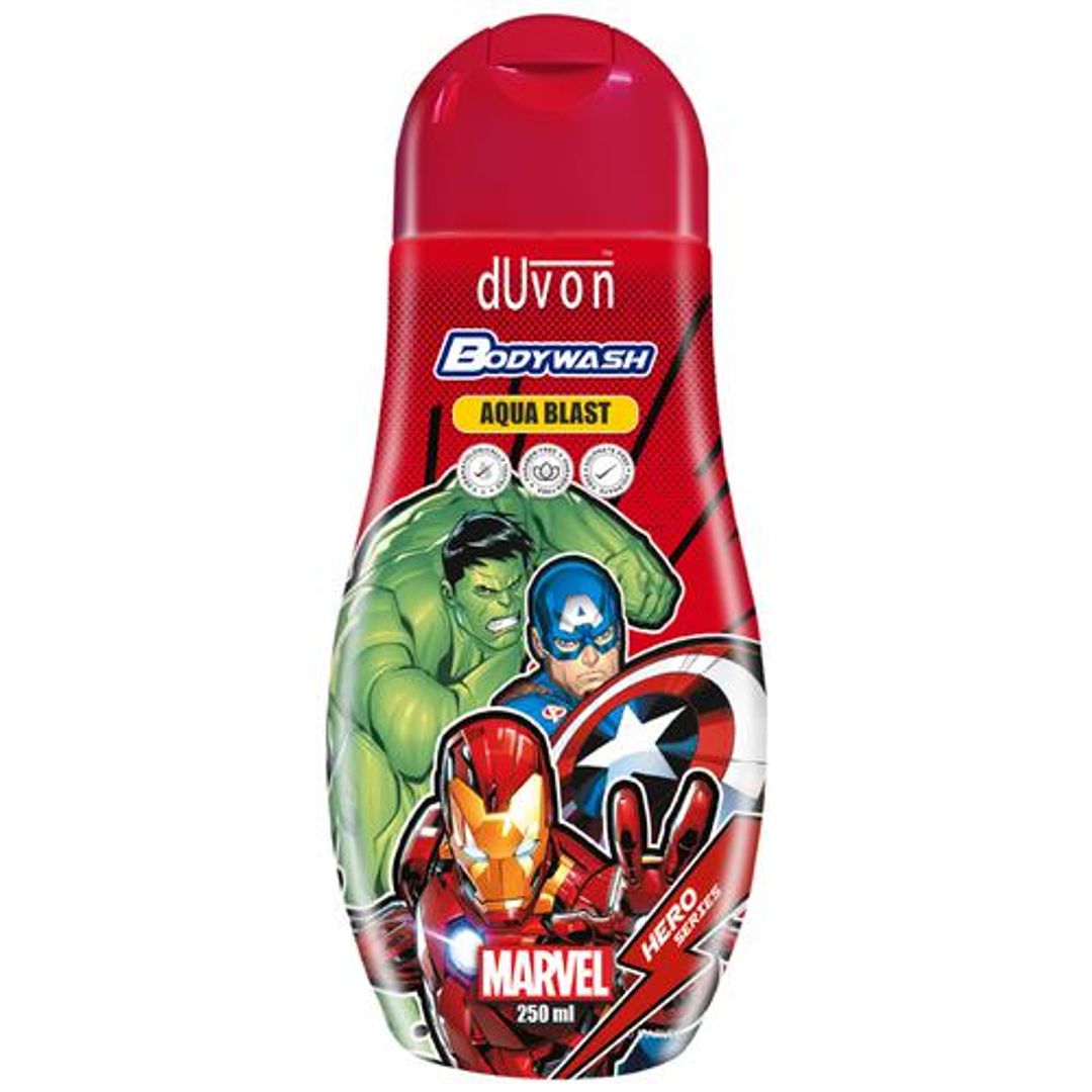 Disney Marvel Body Wash - Aqua Blast, For Boy Kids, Paraben/Sulphate Free, Dermatologically Tested