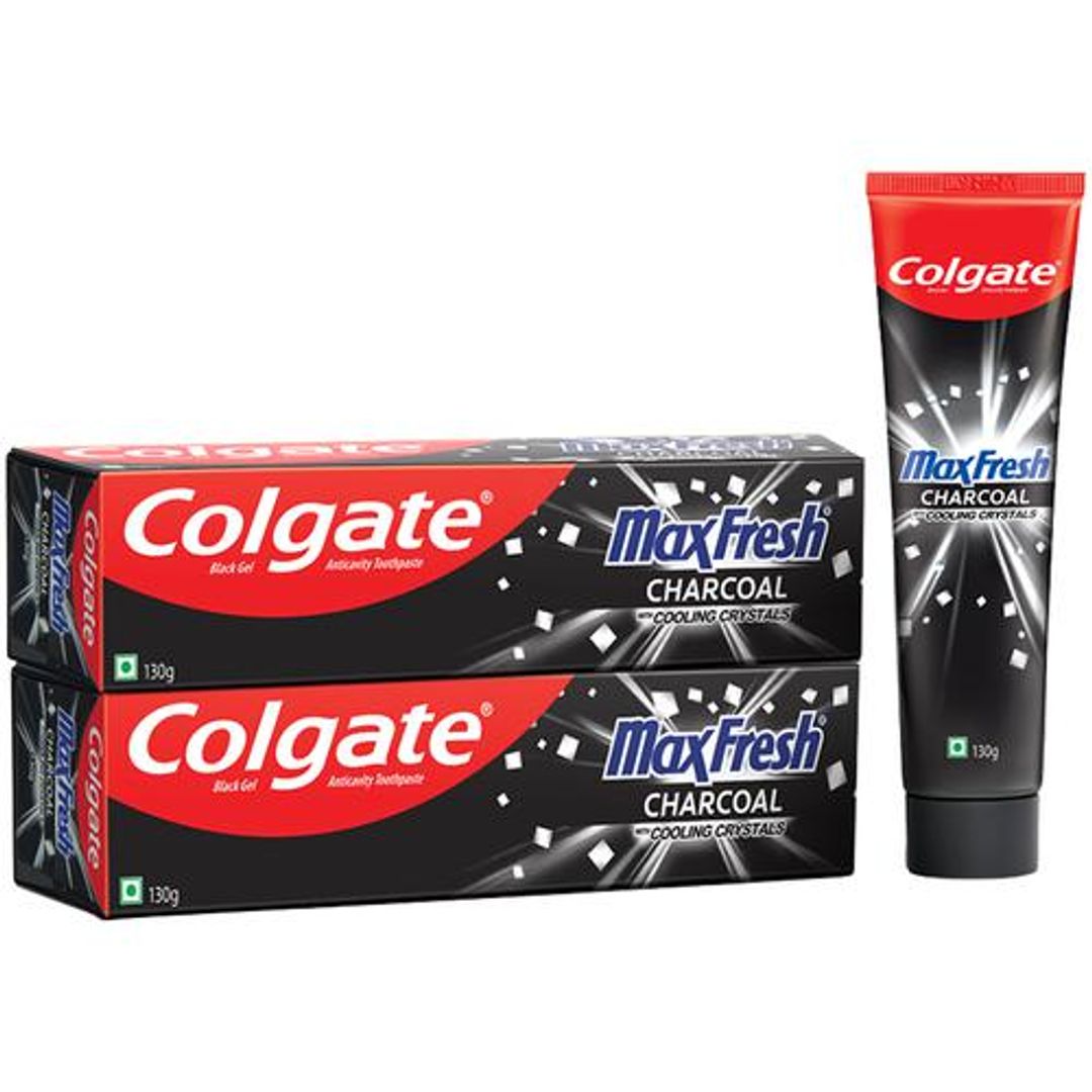 MaxFresh Charcoal Toothpaste - With Cooling Crystals, Fights Cavities