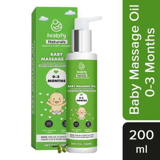 Baby Massage Oil - Safe, No Parabens, For Sensitive Skin, 0-3 Months