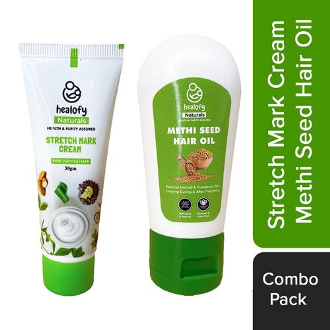 Mini Mother Care Kit - Stretch Mark Cream, 30 g & Methi Hair Oil 30 ml, Paraben & Toxin Free