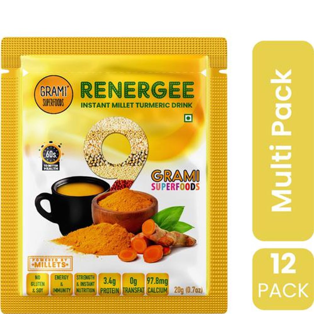 Renergee Instant Millet Turmeric Drink - Gluten Free, Provides Energy