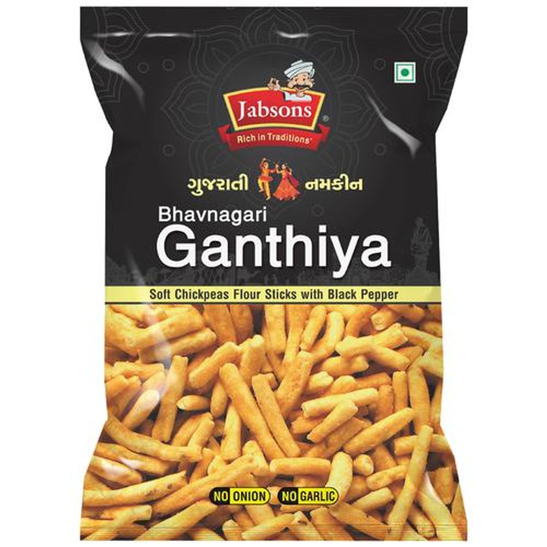 Gujarati Namkeen - Bhavnagari Ganthiya, Soft Chickpeas Flour Sticks With Black Pepper