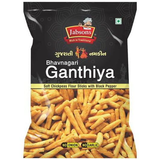 Gujarati Namkeen - Bhavnagari Ganthiya, Soft Chickpeas Flour Sticks With Black Pepper