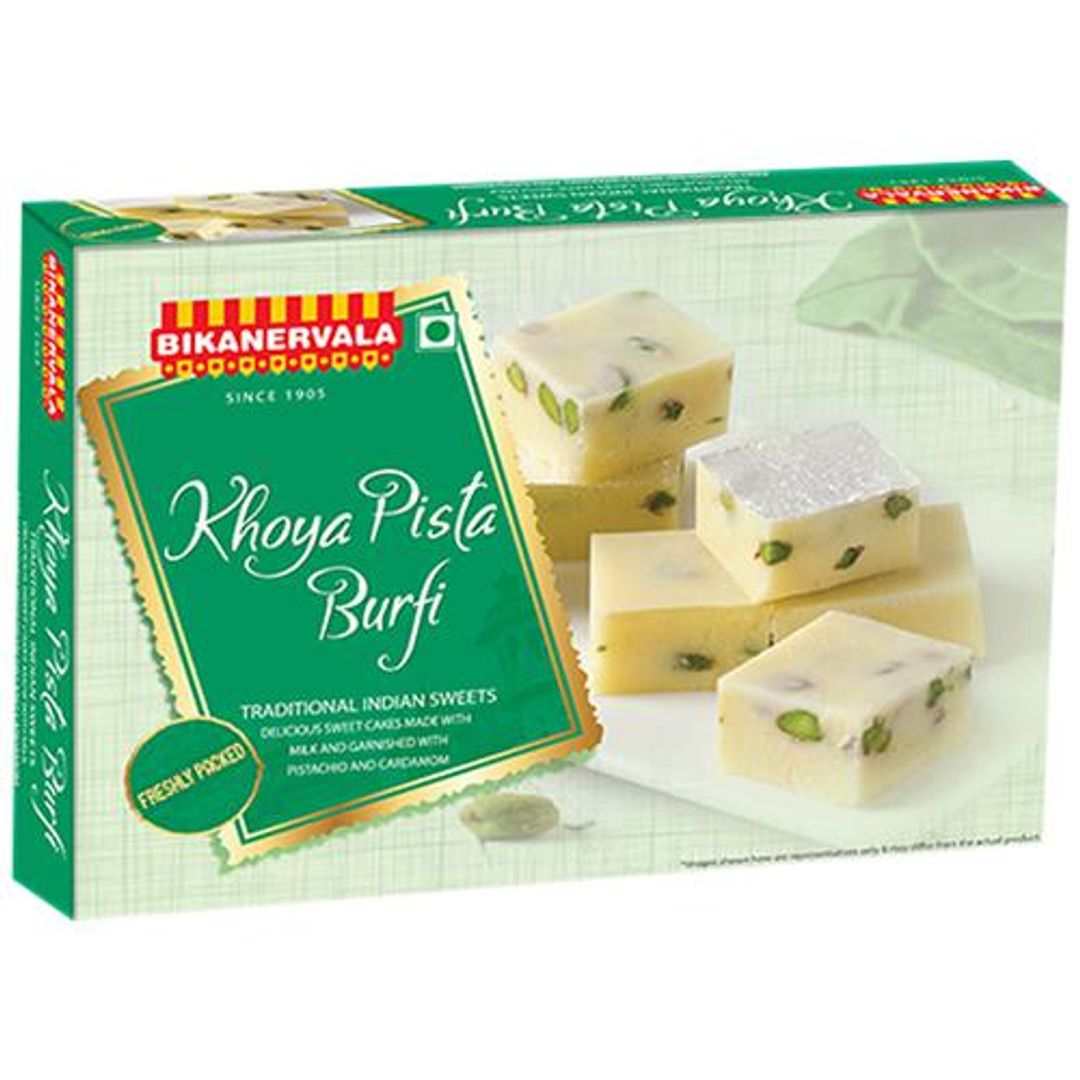 Khoya Pista Burfi - Traditional Indian Sweets, Freshly Packed