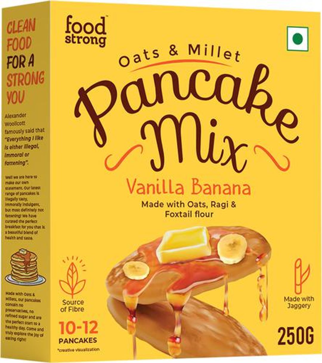 Oats & Millet Pancake Mix - Vanilla Banana, Made With Jaggery, Rich In Fibre