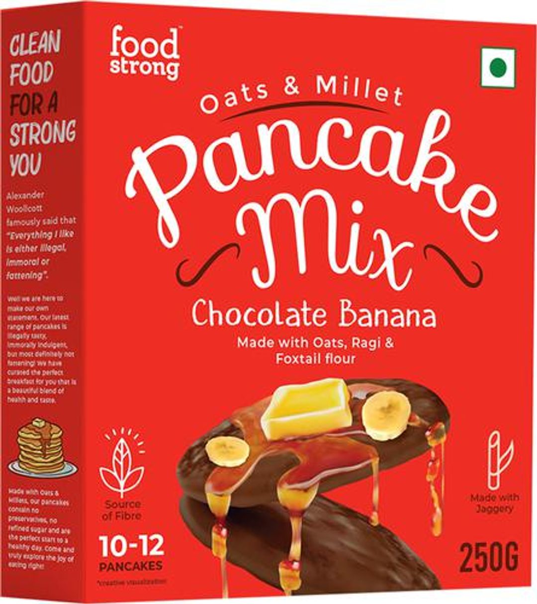 Oats & Millet Pancake Mix - Chocolate Banana, Made With Jaggery, Rich In Fibre