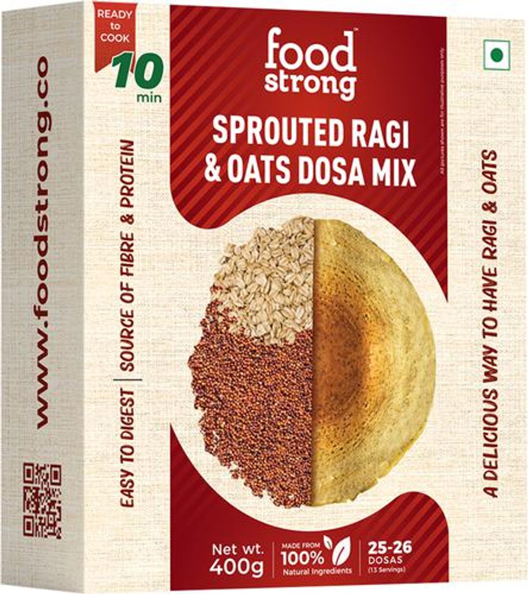 Sprouted Ragi & Oats Dosa Mix - Rich In Protein & Fibre, Easy To Digest