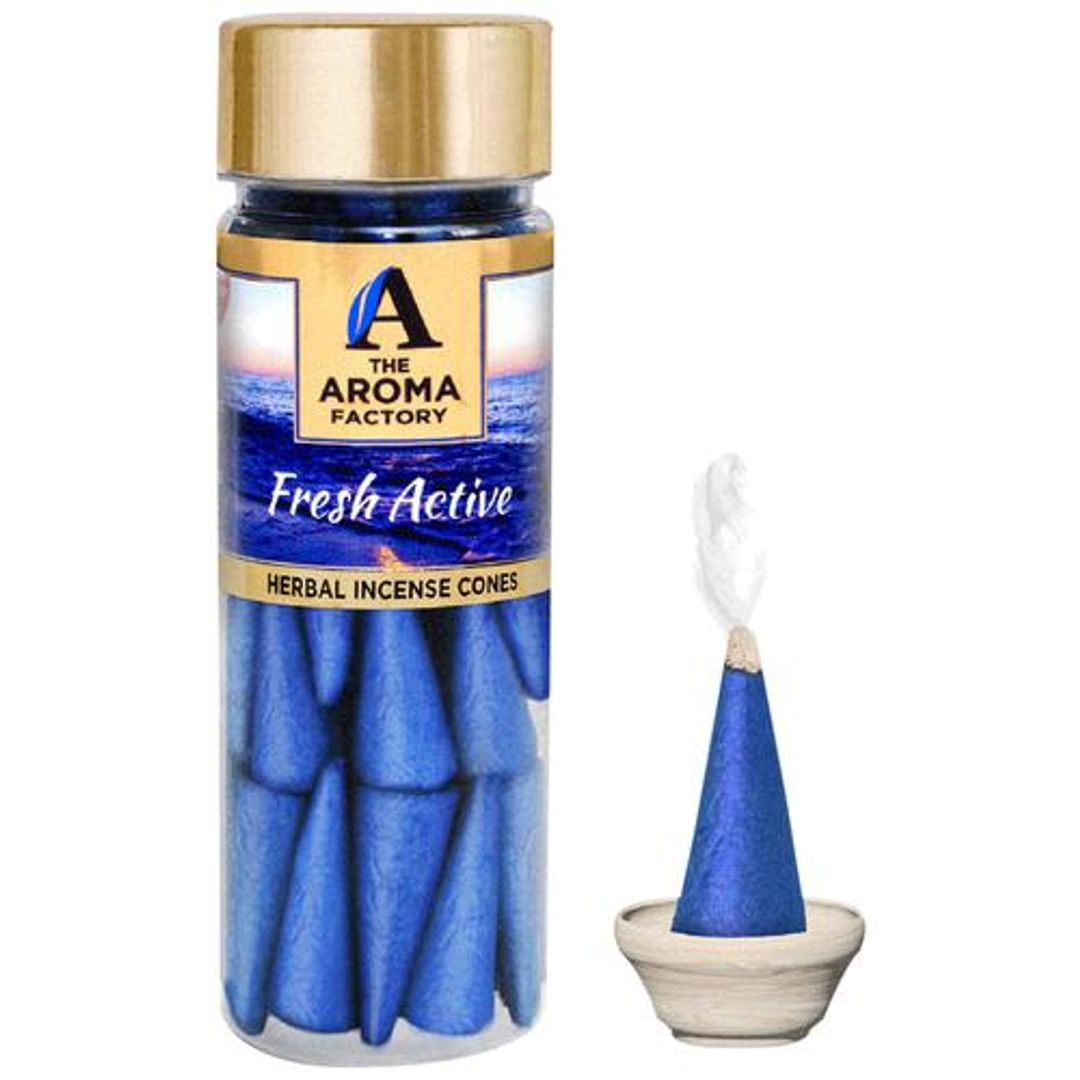 Herbal Incense/Dhoop Cones - Fresh Active, 0% Charcoal, Aromatic