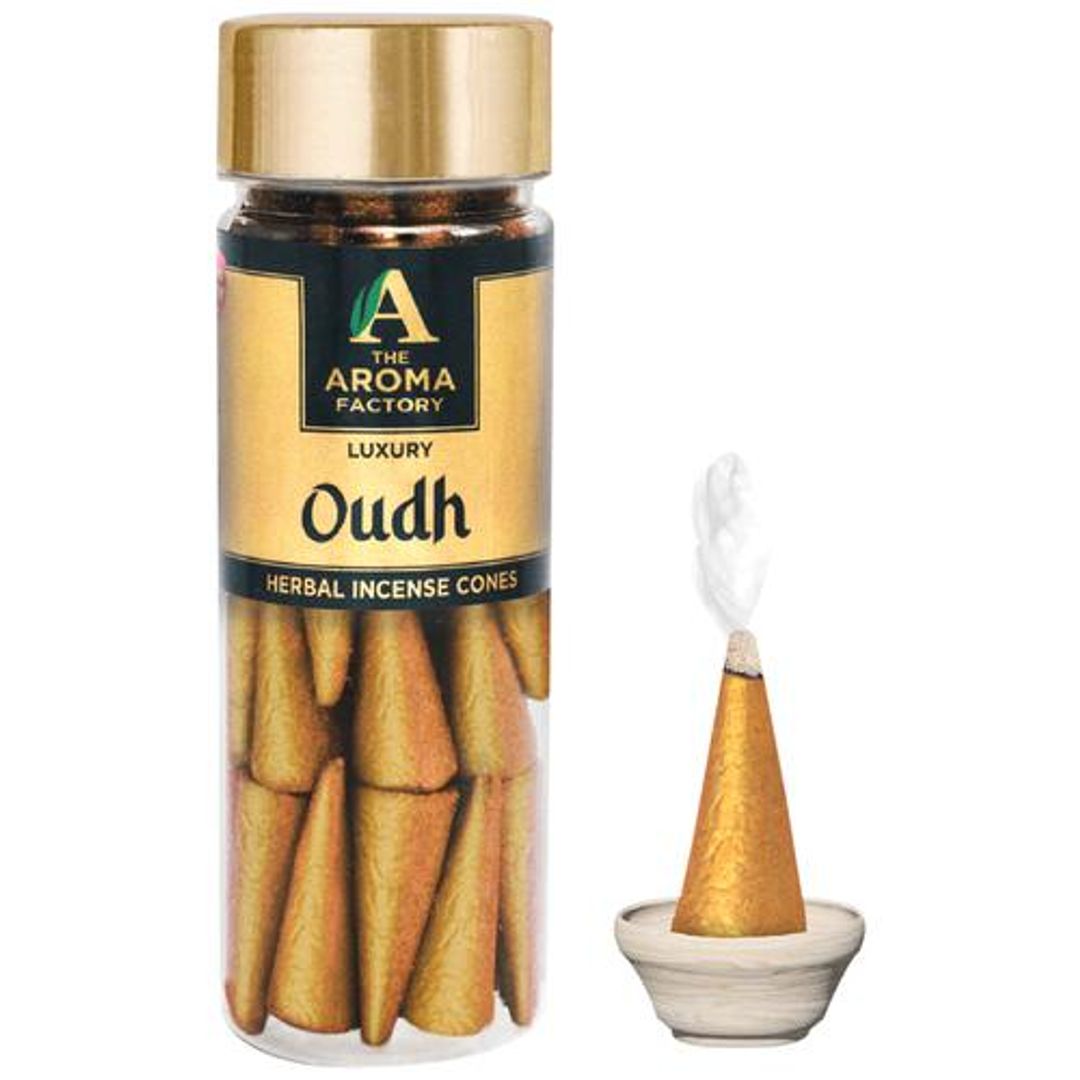 Herbal Incense/Dhoop Cones - Luxury Oudh, 0% Charcoal, Aromatic