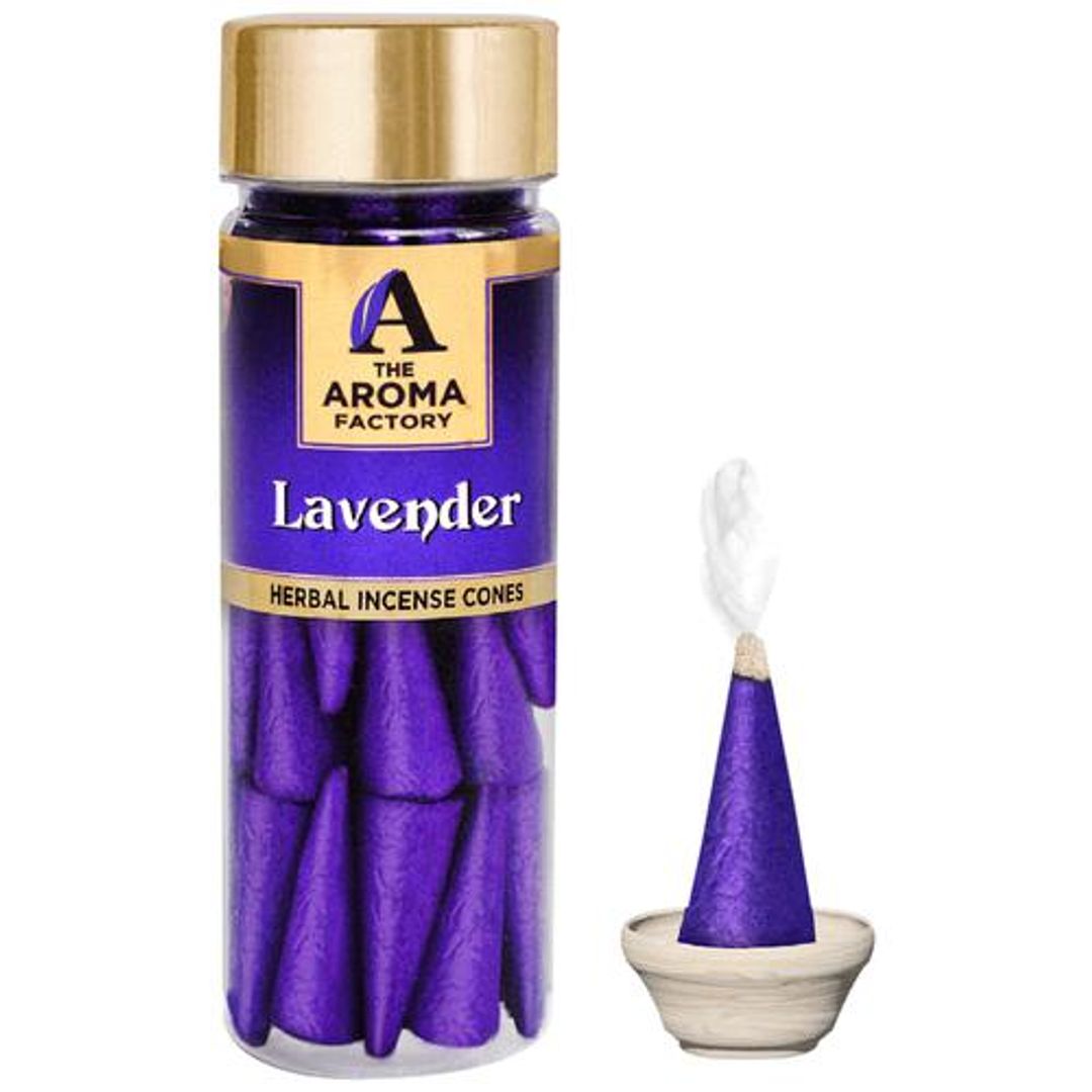 Herbal Incense/Dhoop Cones - Lavender, 0% Charcoal, Aromatic