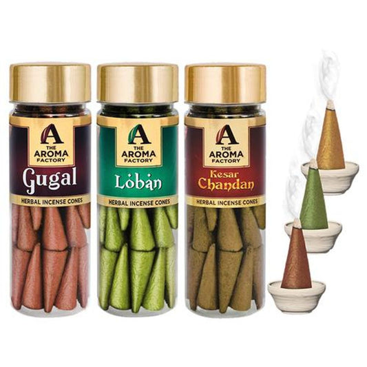 Herbal Incense/Dhoop Cones - 0% Charcoal, Gugal, Loban & Kesar Chandan