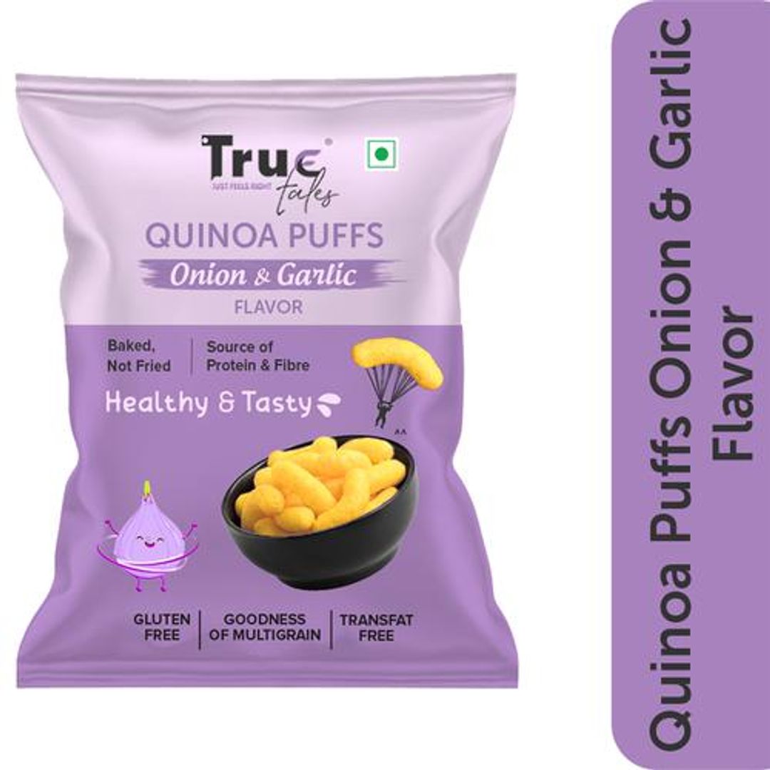 Quinoa Puffs - Onion & Garlic Flavor, Baked, Crunchy, Gluten Free