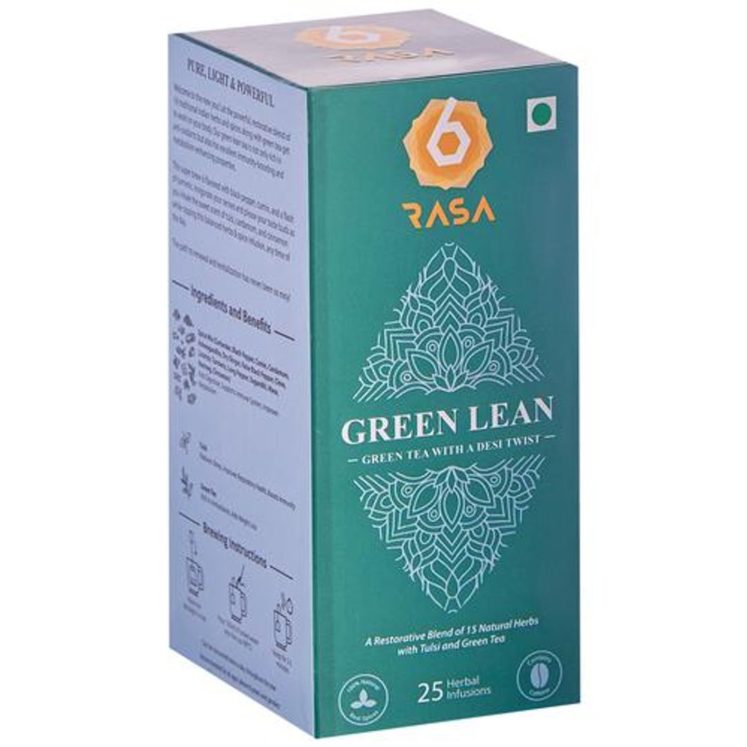 Green Lean Tea Bags - 100% Natural, 25 Herbal Infusions