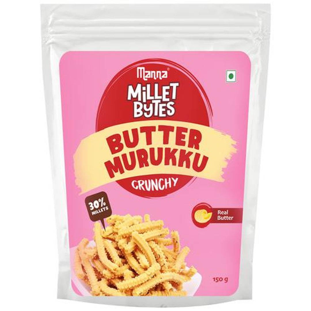 Millet Bytes Butter Murukku - With Real Butter, Crunchy, Traditional Indian Snack