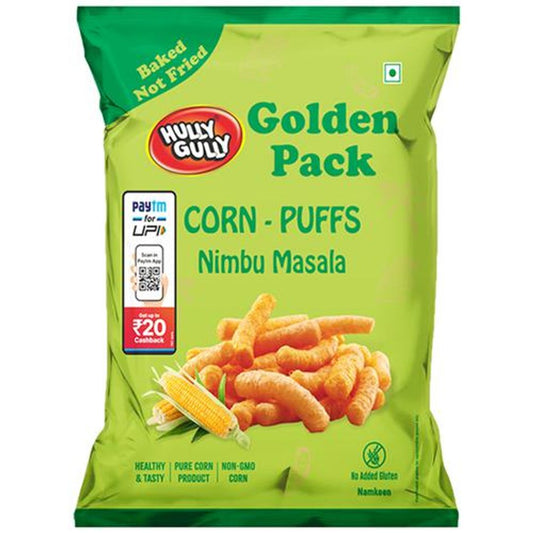 Corn-Puffs - Nimbu Masala, Baked, Golden Pack