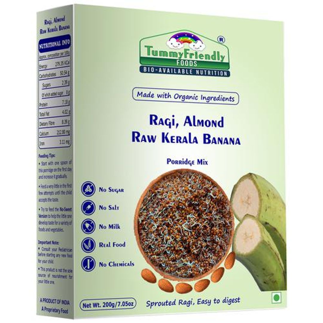 Ragi, Almond & Raw Kerala Banana Porridge Mix - Organic, No Sugar & Salt