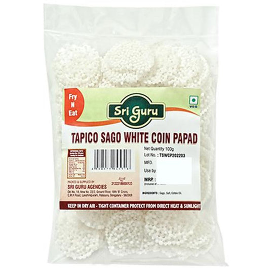 Tapico Sago White Coin Papad - Fry & Eat