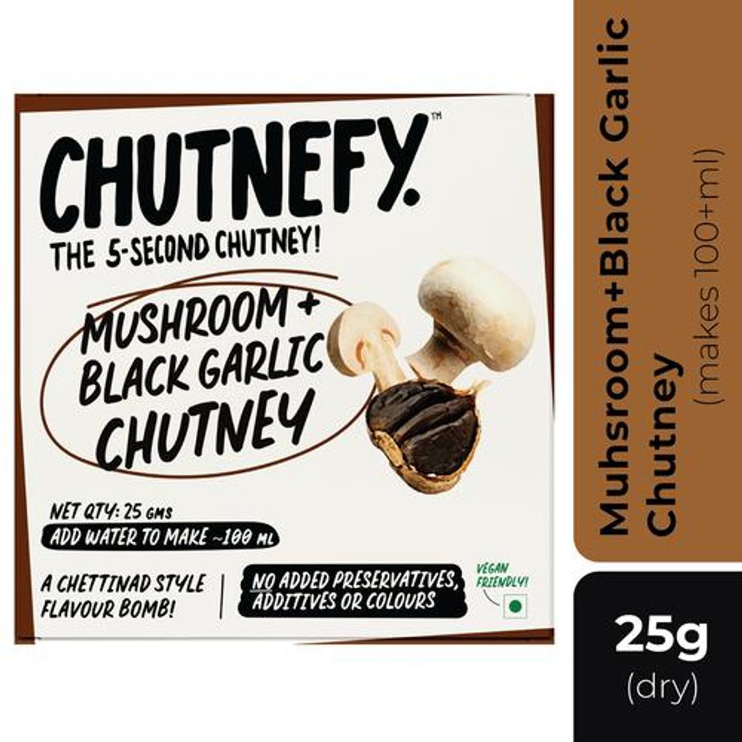 5 Second Mushroom & Black Garlic Chutney - Chettinad Style Flavour, Peel & Pour