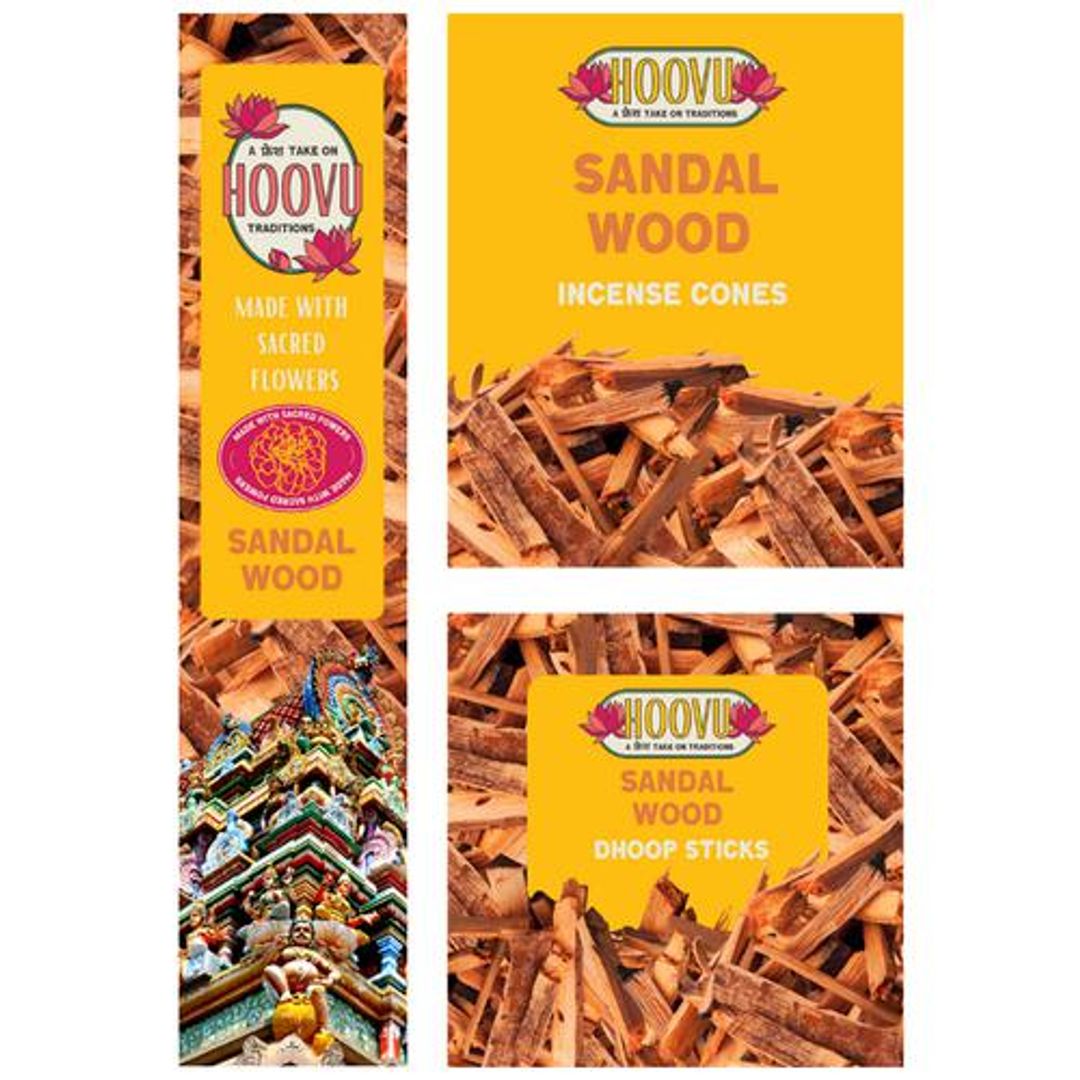 Sandalwood Combo Pack - Agarbattis + Incense Cones + Dhoop Sticks