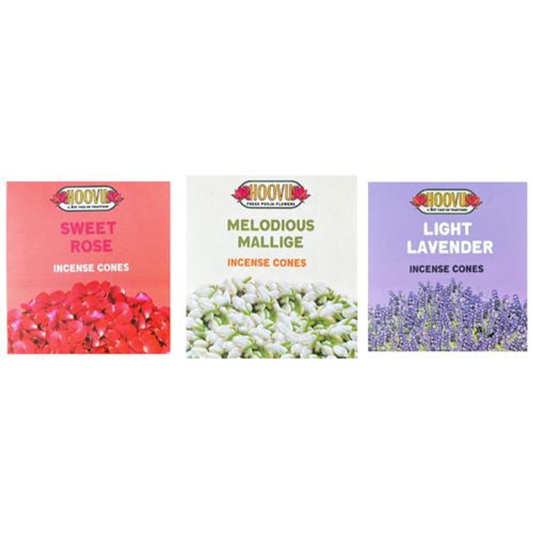 Flower Incense Cones Pack - Sweet Rose + Jasmine + Light Lavender