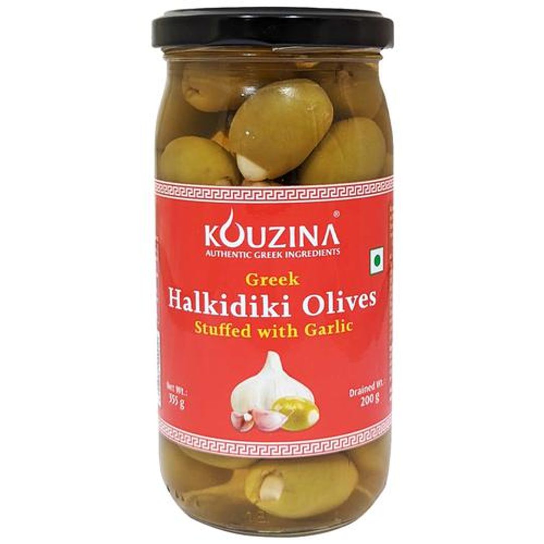 Greek Halkidiki Green Olives Stuffed With Garlic