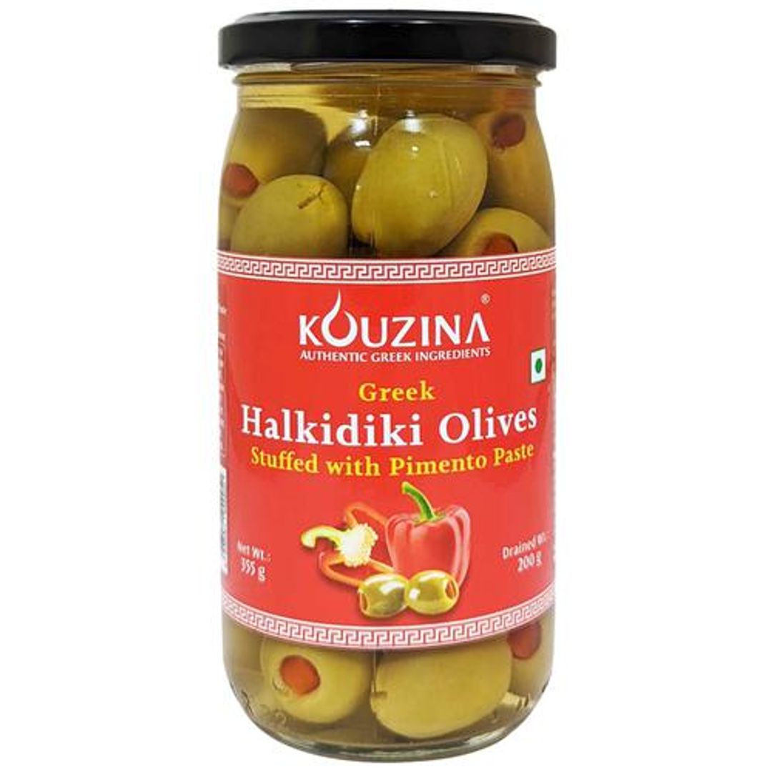 Greek Halkidiki Green Olives Stuffed With Pimento Paste