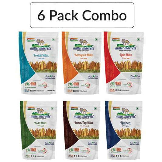 6 Pack Whole Grain,Unpolished,Vacuum Packed Multi Millet Kit