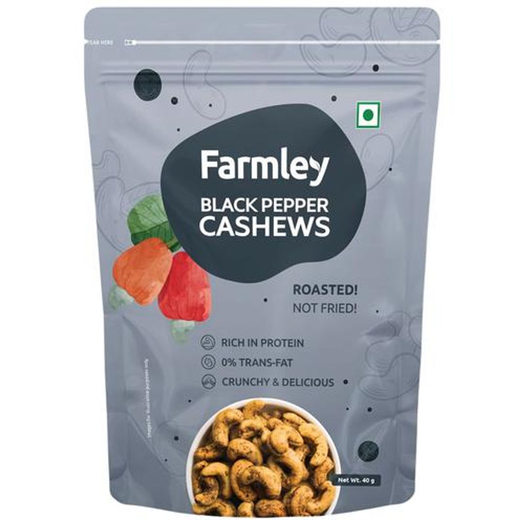 Black Pepper Roasted Cashews Kaju Snacks - Rich in Protein, Crunchy & Delicious