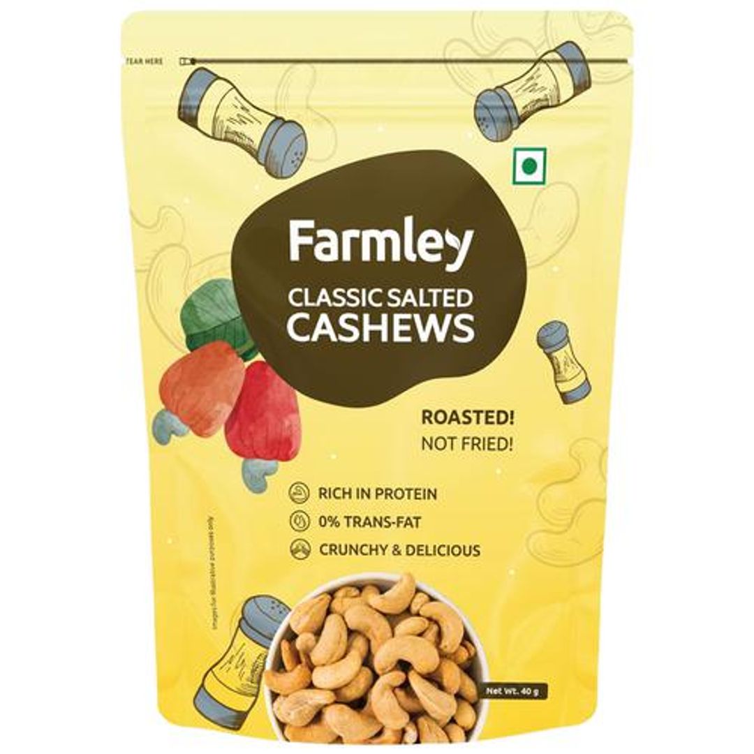 Classic Salted Roasted Cashews Kaju Snacks - Rich In Protein, Crunchy & Delicious