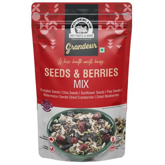 Seeds & Berries Mix With Seeds Of Pumpkin, Chia, Sunflower, Flax & Watermelon, Dried Cranberries & Blueberries