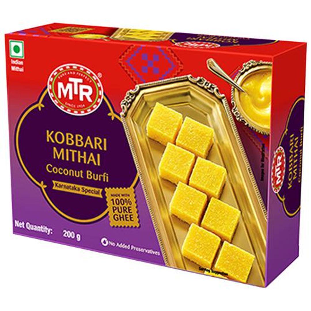 Kobbari Mittai Coconut Barfi - Made With 100% Pure Ghee