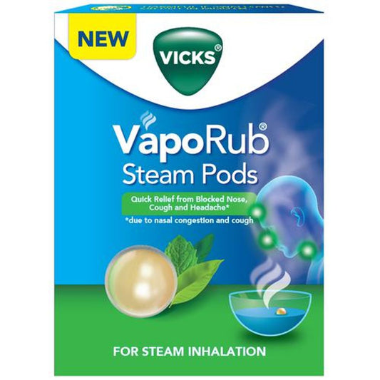 Vaporub Steampods For Steam Inhalation, Quick Relief From Blocked Nose, Sinus Congestion, Headache, Cough, Cold