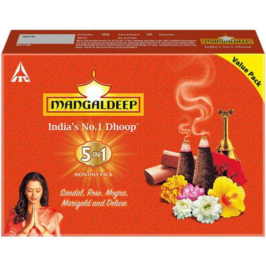 5 In 1 Dhoop - Sandal, Rose, Mogra, Marigold & Deluxe