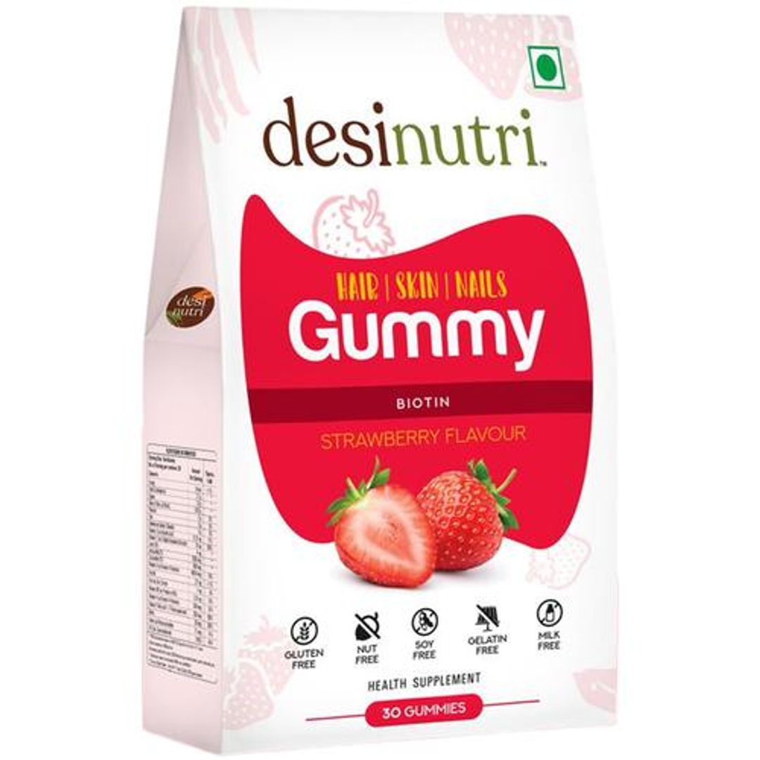 Hair Skin Nails Gummy - Strawberry Flavour, With Biotin