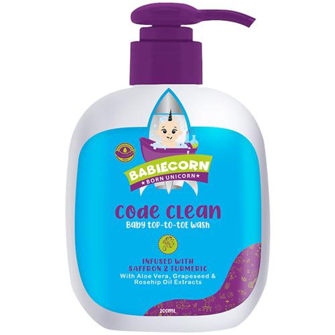 Code Clean Baby Top-to-toe Wash Infused with Saffron, Turmeric & Aloevera | 200ml