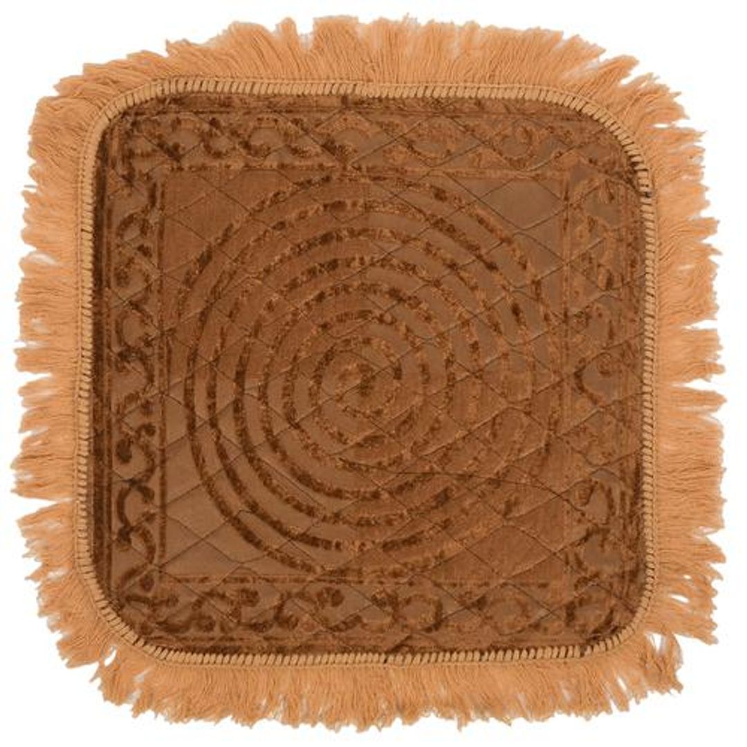 Velvet Pooja/Meditation Mat - 51 x 51 cm, Brown