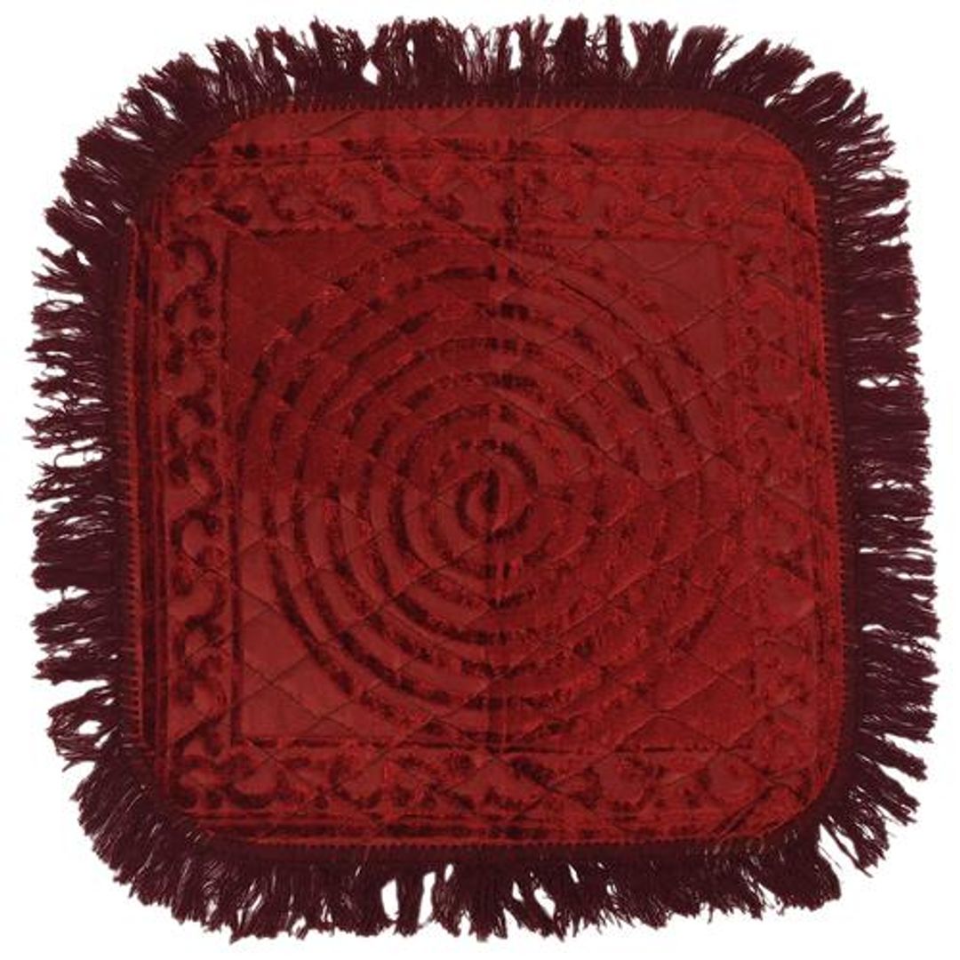 Velvet Pooja/Meditation Mat - 51 x 51 cm, Maroon