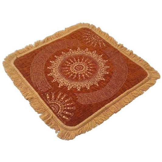 Premium Velvet Pooja/Meditation Mat - 55 x 55 cm, Light Brown