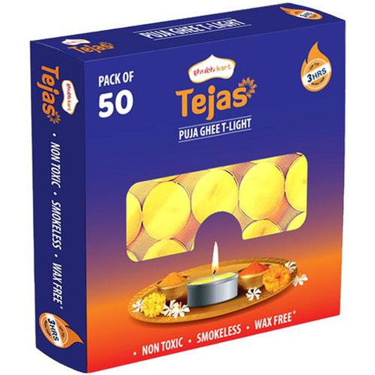 Tealight Candles In Ghee - Yellow, Puja Item, Festive Decoratives, Tejas