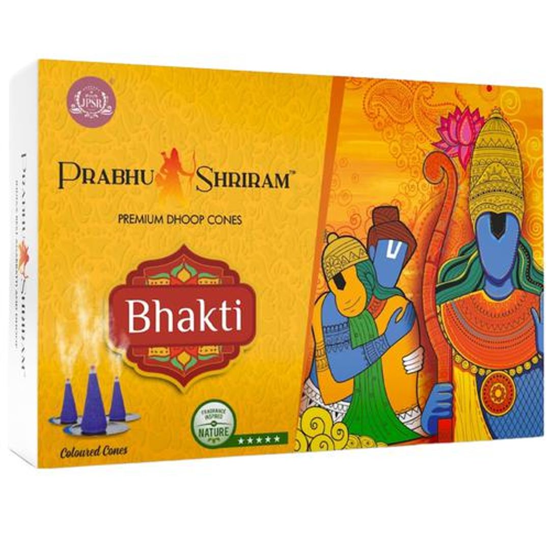 Prabhu Shriram Premium Dhoop Cones - Bhakti, Charcoal Free, Blue