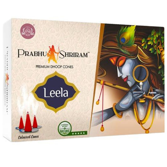 Prabhu Shriram Premium Dhoop Cones - Leela, Charcoal Free, Red