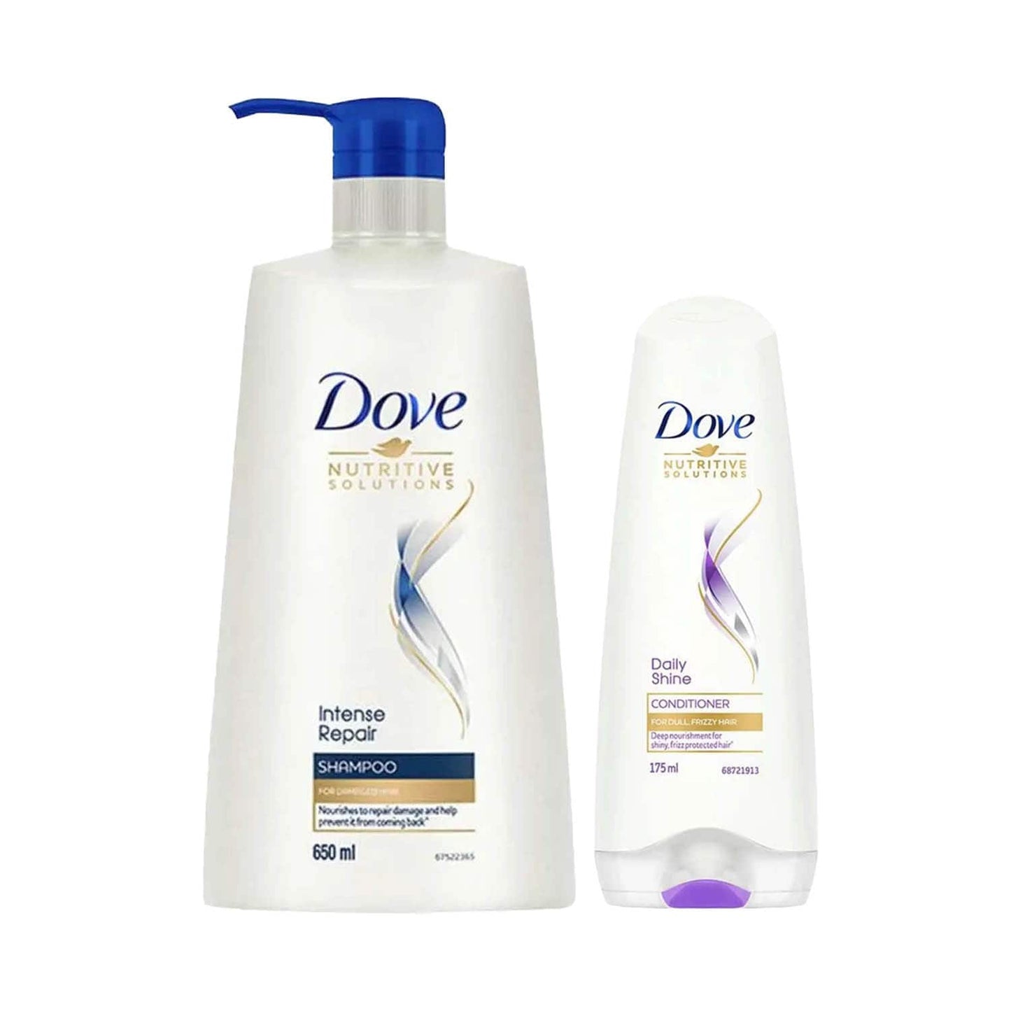 Dove Hair Therapy Intense Repair Shampoo (650 ml) + Daily Shine Conditioner (175 ml) Combo