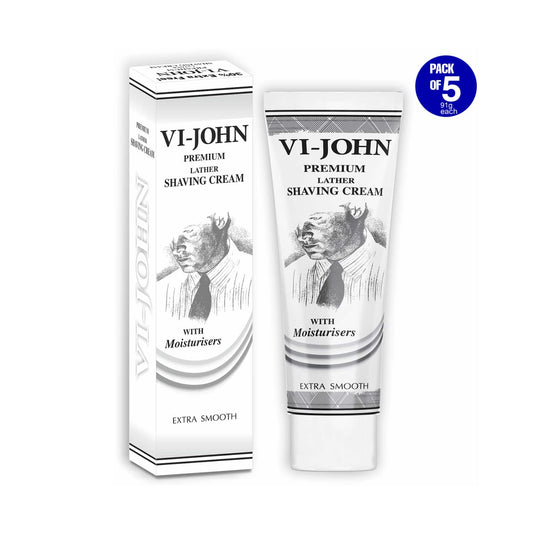 VI-JOHN Premium Lather Extra Smooth Shaving Cream (Pack of 5)