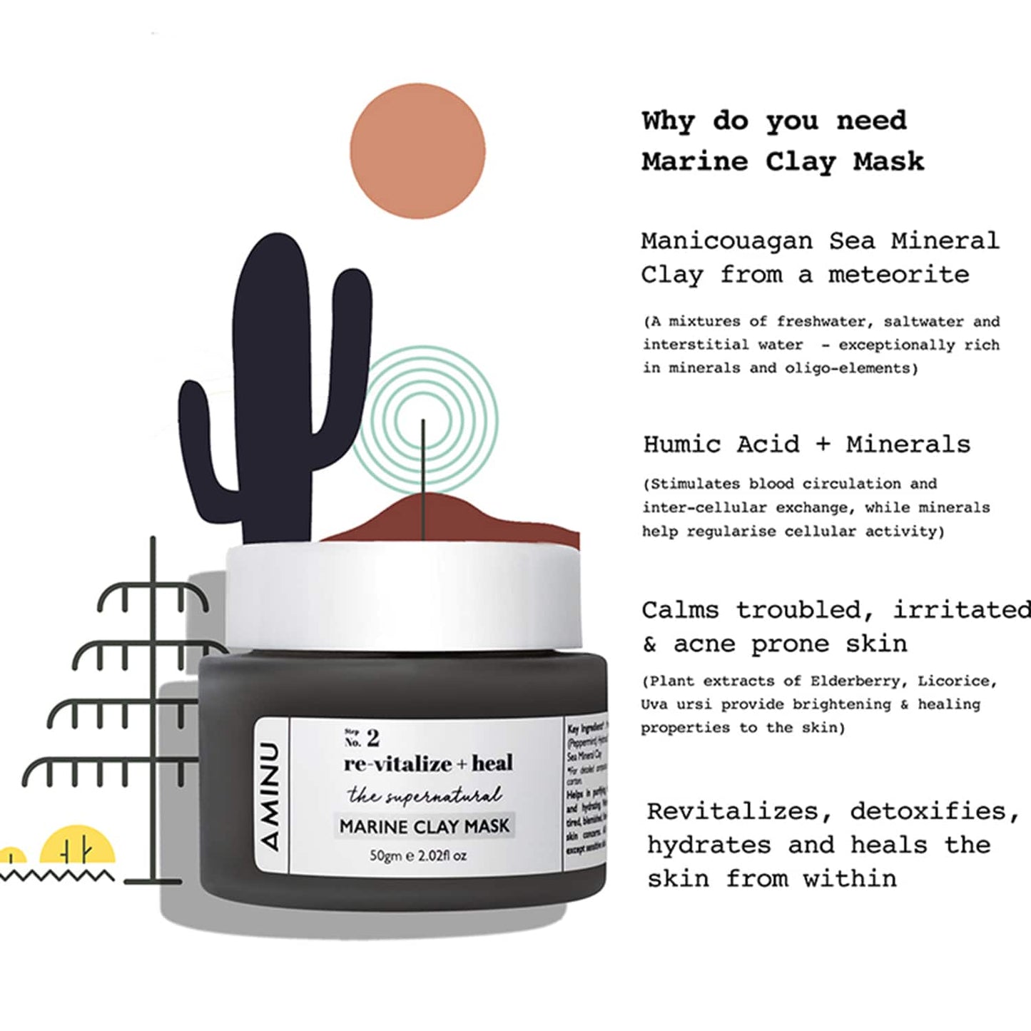 Aminu The Supernatural Marine Clay Mask - (50g)