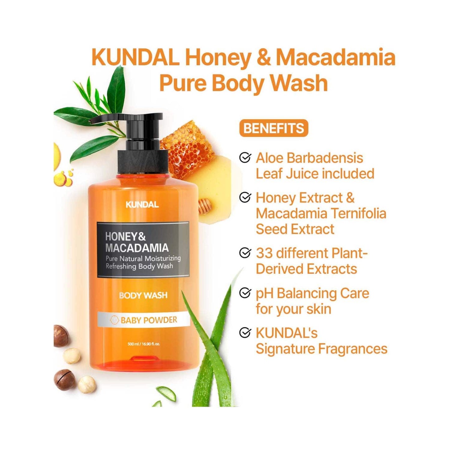 Kundal Cherry Blossom Honey & Macadamia Pure Body Wash (500ml)