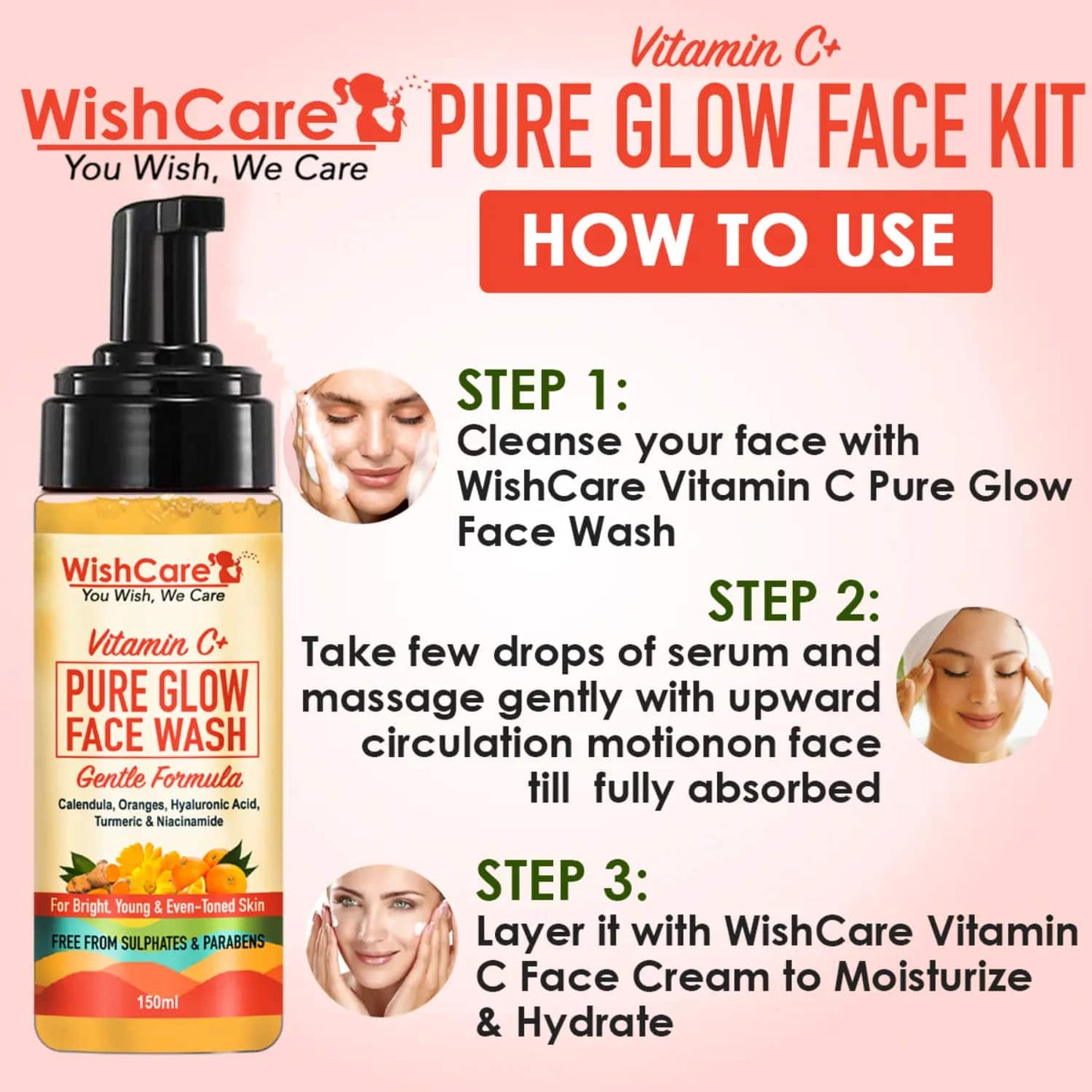 WishCare Vitamin C+ Pure Glow Face Wash (150ml)