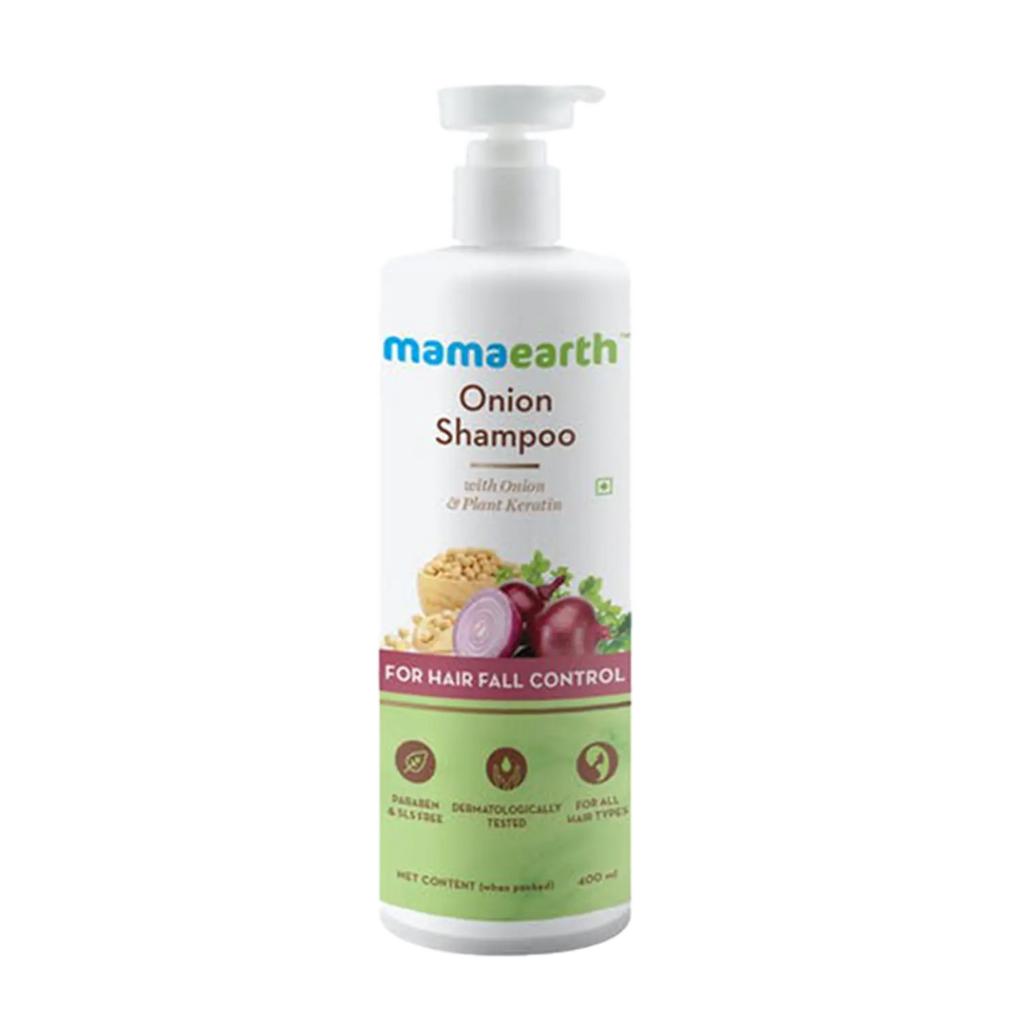 Mamaearth Onion Shampoo with Onion & Plant Keratin For Hair Fall Control (400ml)